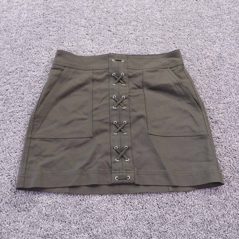 Express Skirt Womens 4 Green Lace Up Front Mini Cargo Pocket Stretch Casual